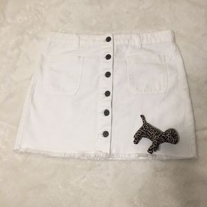 BDG Button Down White Denim Skirt